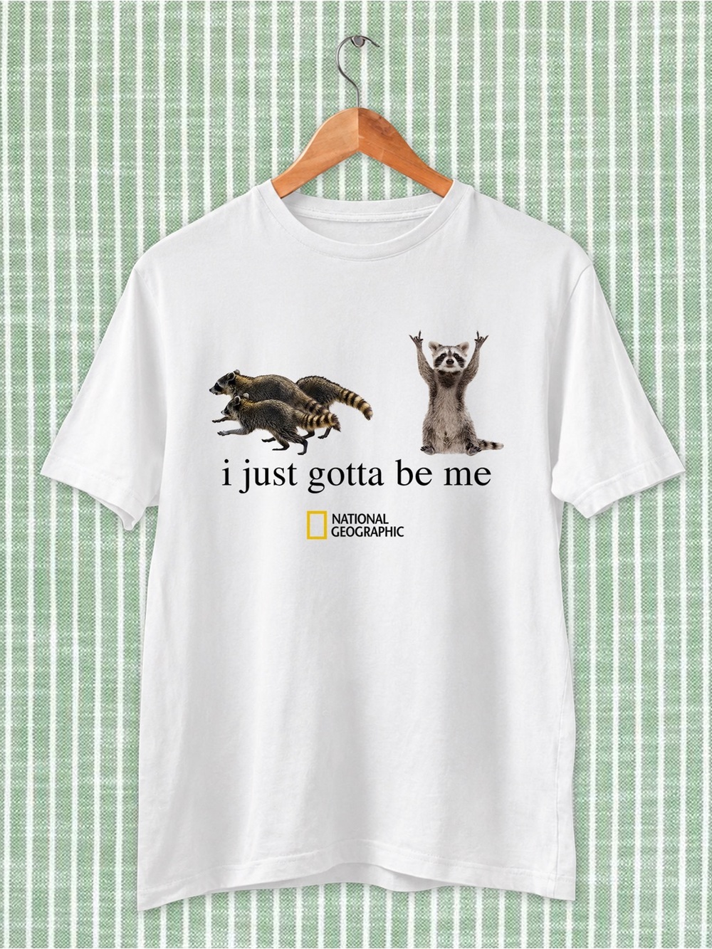 National Geographic White Raccoon Graphic T-Shirt - "I Just Gotta Be Me"